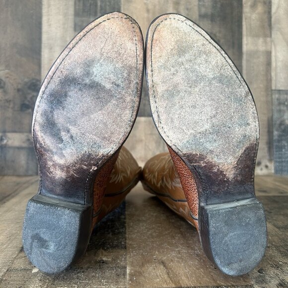 J Chisholm Vintage Ostrich Leg Western Cowboy Boots Mens 8 EE - Picture 4 of 12